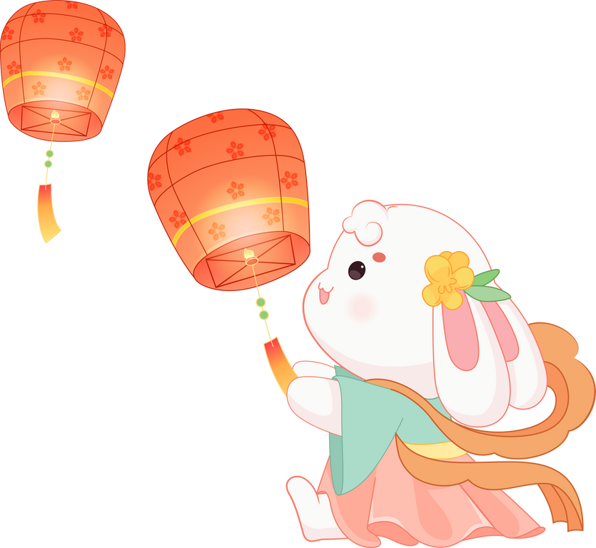 Mid-Autumn Festival-Cute rabbit putting lanterns