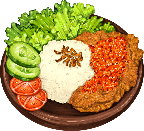 Ayam Geprek Fried Chicken with Sambal Indonesian Food