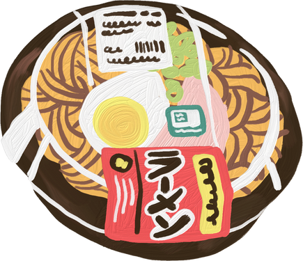 Handdrawn Painterly Asian Snacks Ramen